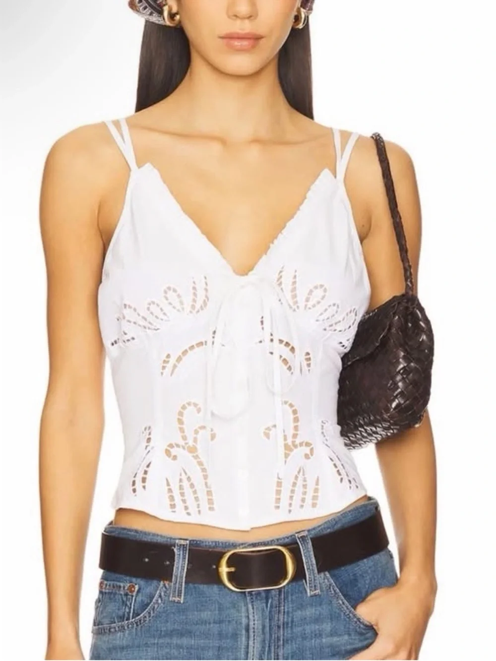 Free People Sweet Sammi Eyelet Button-Front Top